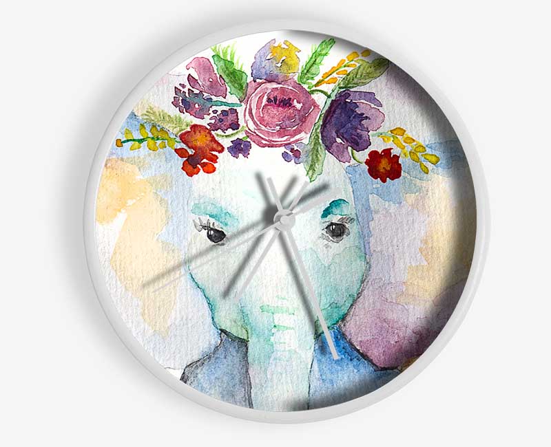 Floral Elephant Clock - Wallart-Direct UK