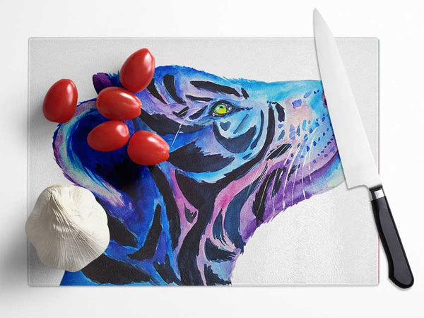 Stunning Tiger Cub Blues Glass Chopping Board