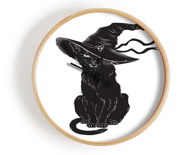 Black Cat Witches Hat Clock - Wallart-Direct UK