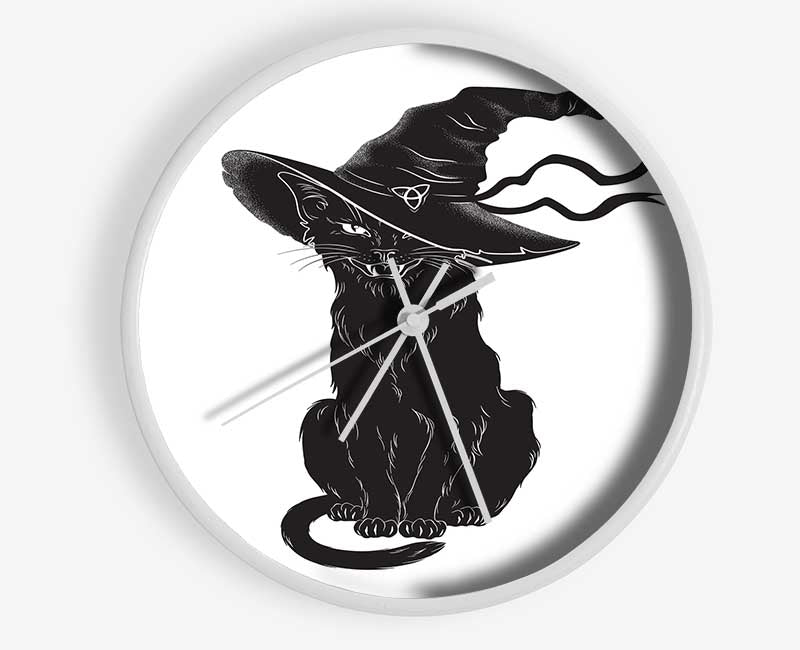 Black Cat Witches Hat Clock - Wallart-Direct UK