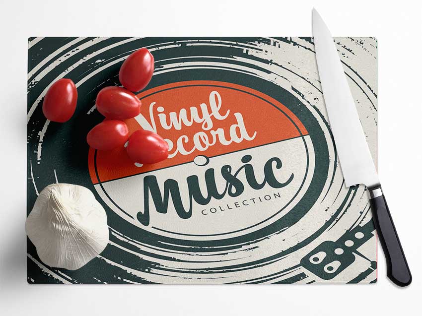 Vinyl Record Music Glass Chopping Board