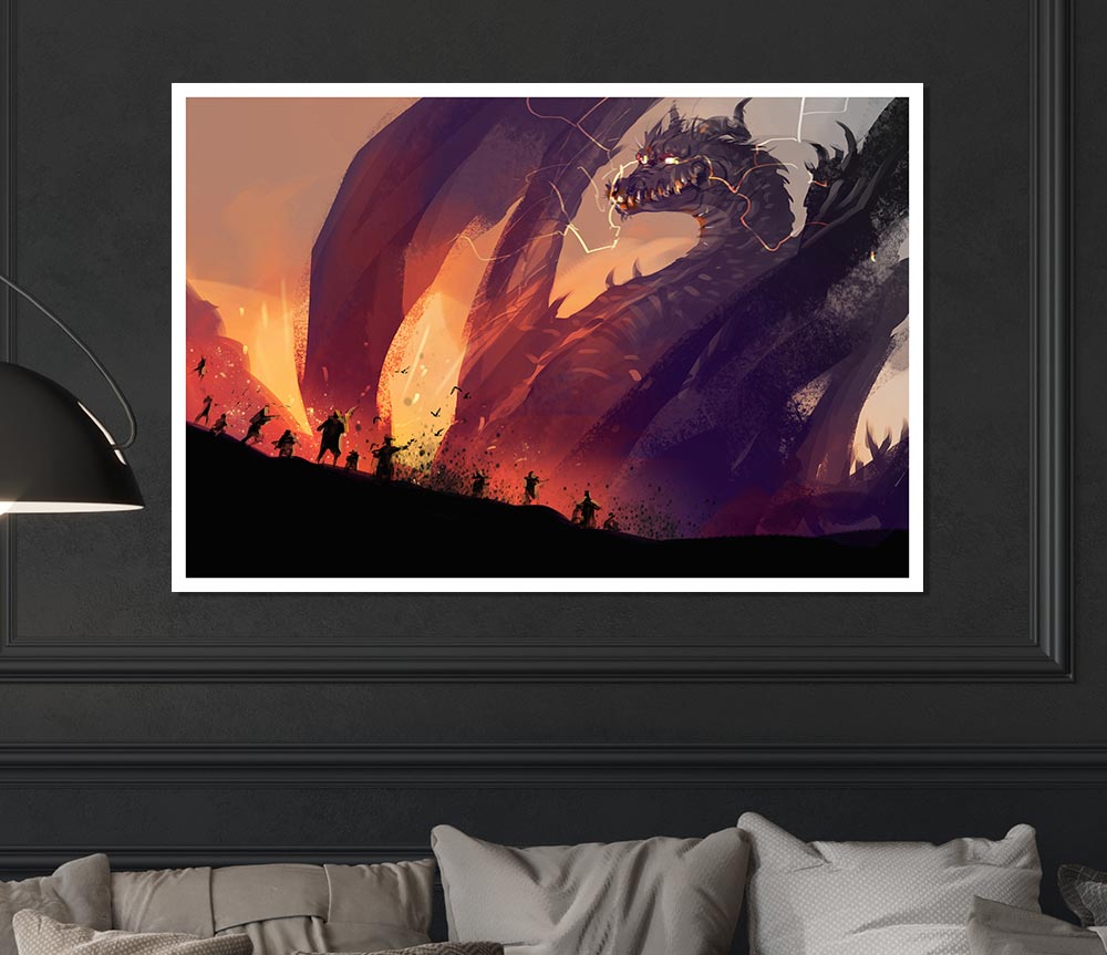 When The Dragon Attacks Print Poster Wall Art