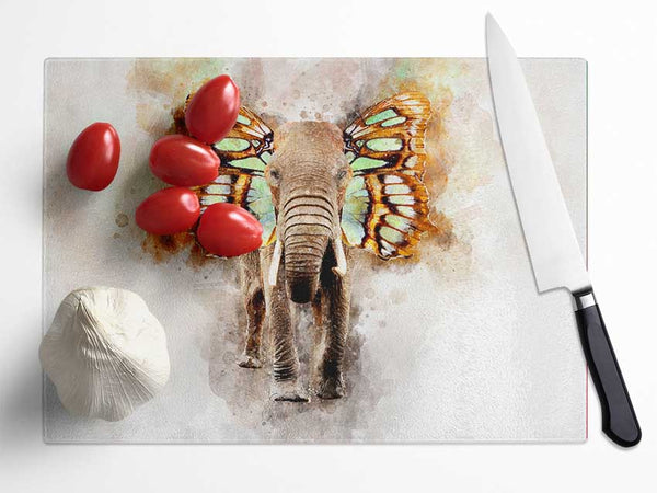 Elephant Butterfly Ears Glass Chopping Board