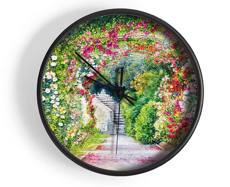 The British Garden Of Flowers Clock - Wallart-Direct UK