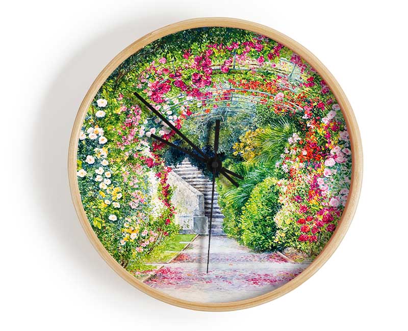 The British Garden Of Flowers Clock - Wallart-Direct UK