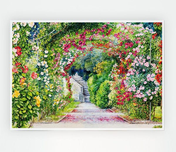 The British Garden Of Flowers Print Poster Wall Art