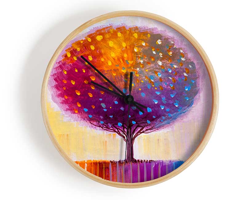 Stunning Round Tree Rainbow Clock - Wallart-Direct UK