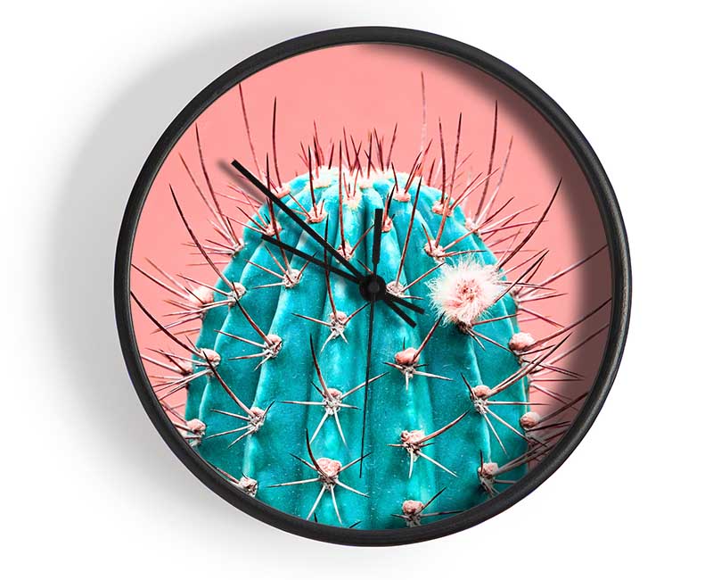 Teal Cactus Clock - Wallart-Direct UK