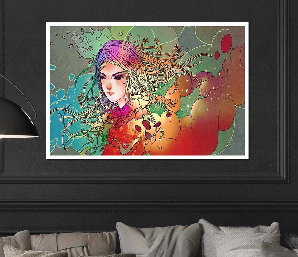 Clouds Of Colour Woman Print Poster Wall Art