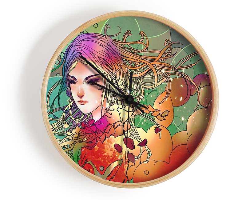 Clouds Of Colour Woman Clock - Wallart-Direct UK