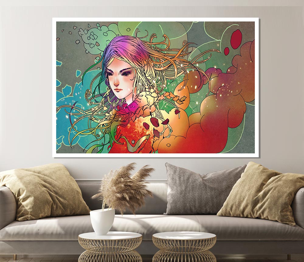 Clouds Of Colour Woman Print Poster Wall Art