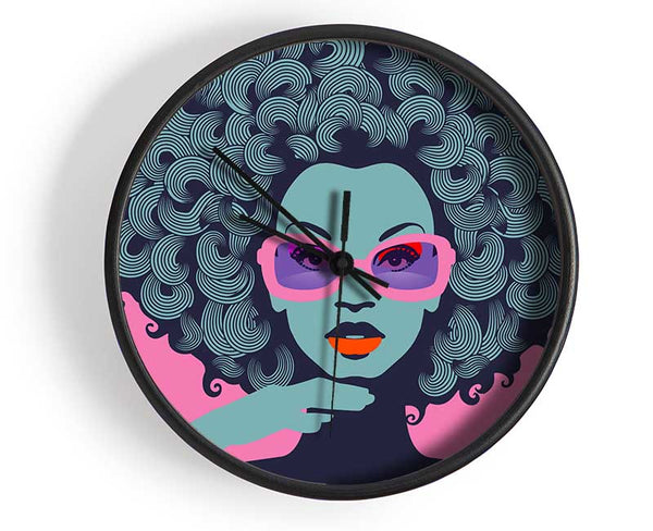 Glasses Big Hair Woman Clock - Wallart-Direct UK