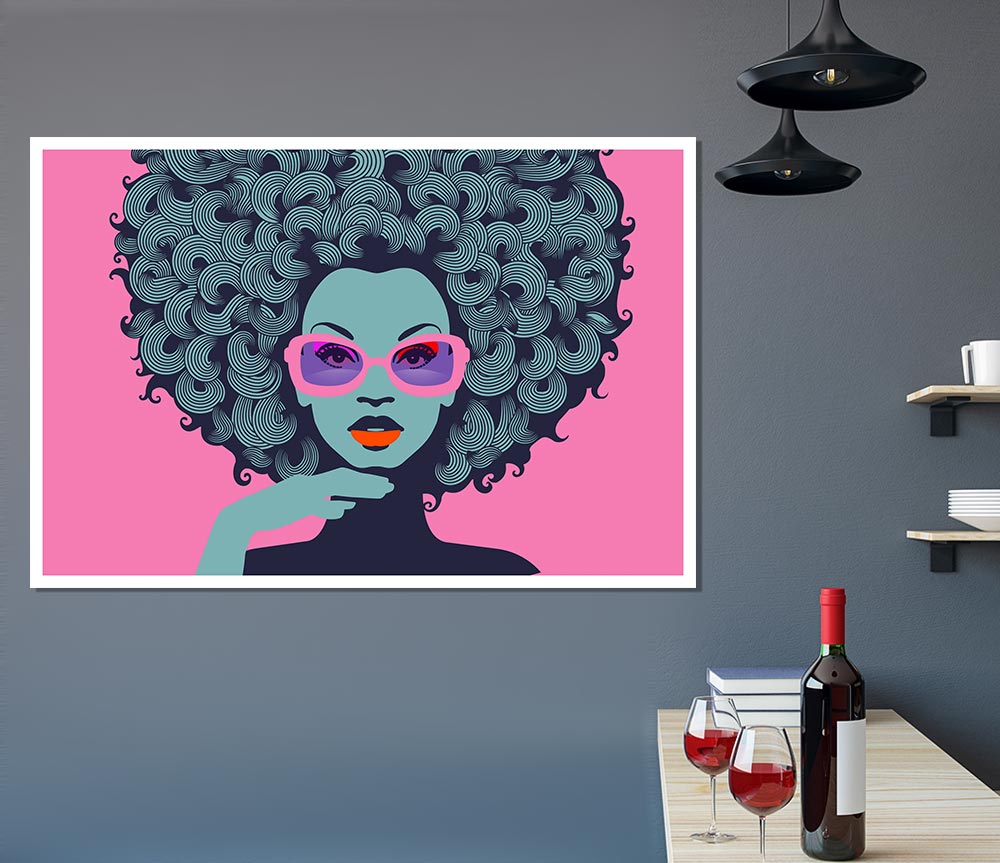 Glasses Big Hair Woman Print Poster Wall Art