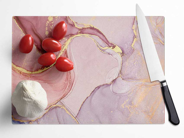 Oil Paint Pink And Gold Glass Chopping Board