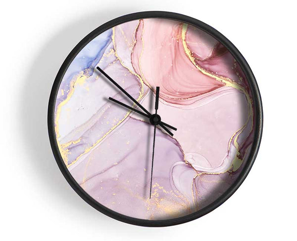 Oil Paint Lilac And Gold Clock - Wallart-Direct UK