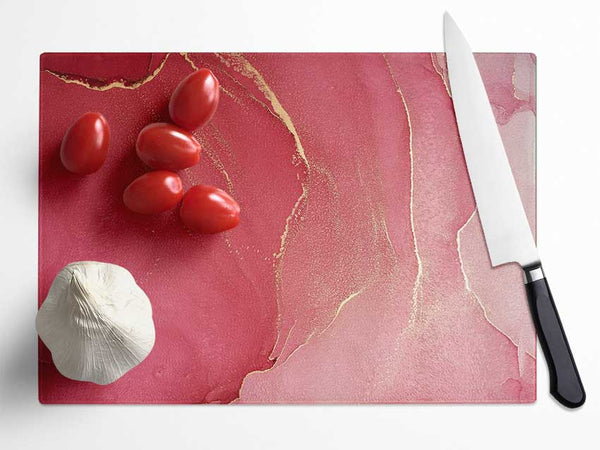 Rose And Red Glitter Glass Chopping Board