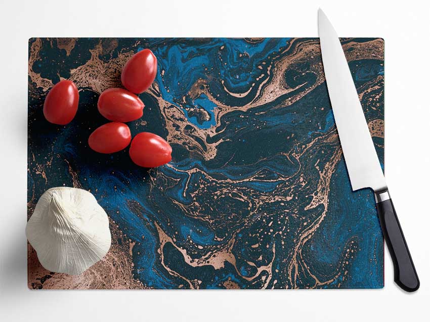 Ocean Oils And Bronze Glass Chopping Board