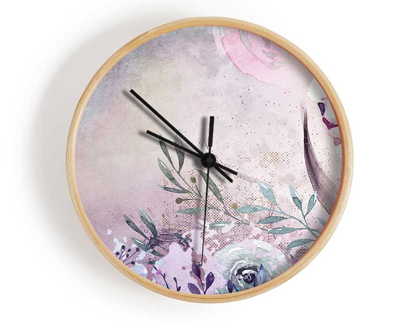 Floral Watercolour Woman Clock - Wallart-Direct UK