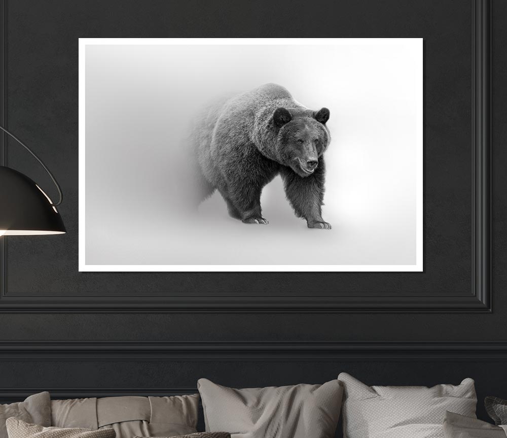 Bear In The Mist Print Poster Wall Art