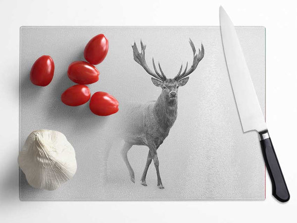 Stag In The Mist Glass Chopping Board