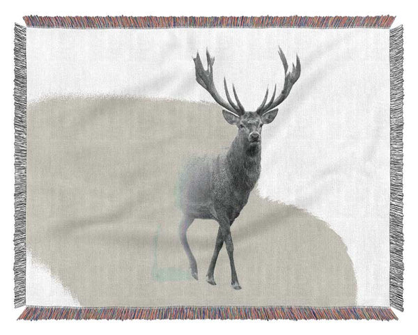 Stag In The Mist Woven Blanket