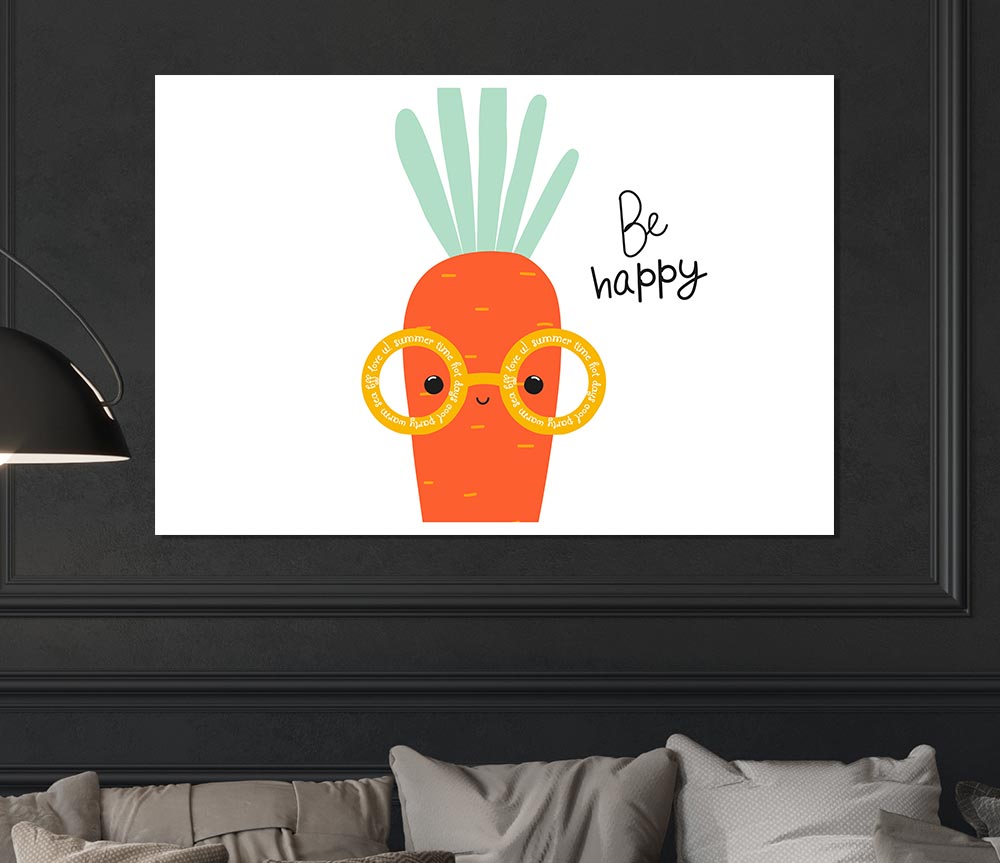 Be Happy Carrot Print Poster Wall Art