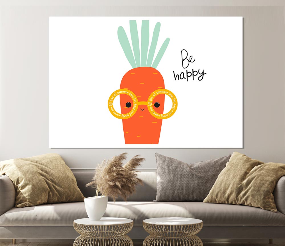 Be Happy Carrot Print Poster Wall Art