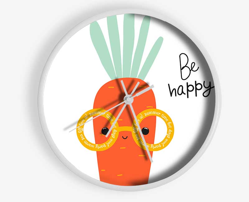 Be Happy Carrot Clock - Wallart-Direct UK