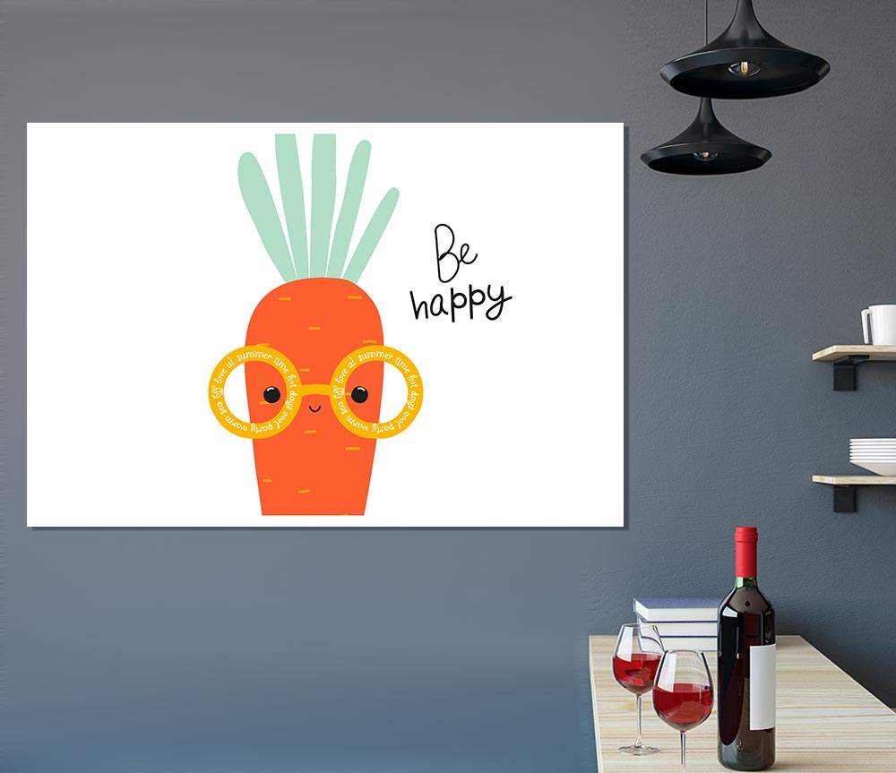 Be Happy Carrot Print Poster Wall Art