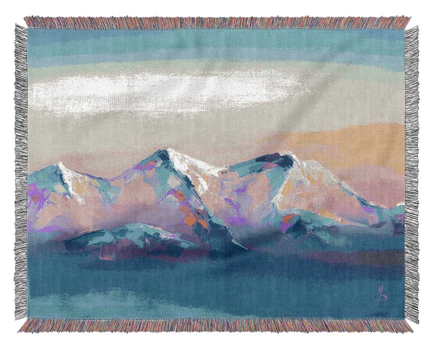 Peak Of The Vibrant Mountains Woven Blanket