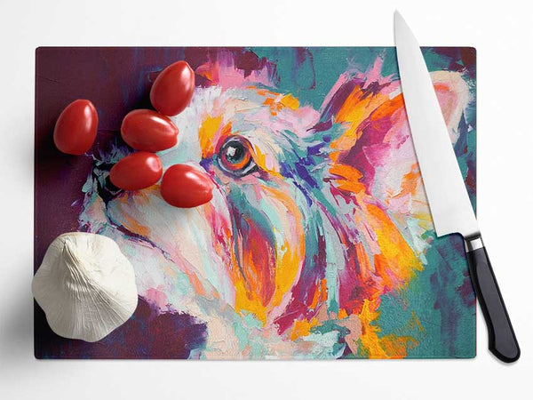 Vibrant Yorkshire Terrier Glass Chopping Board