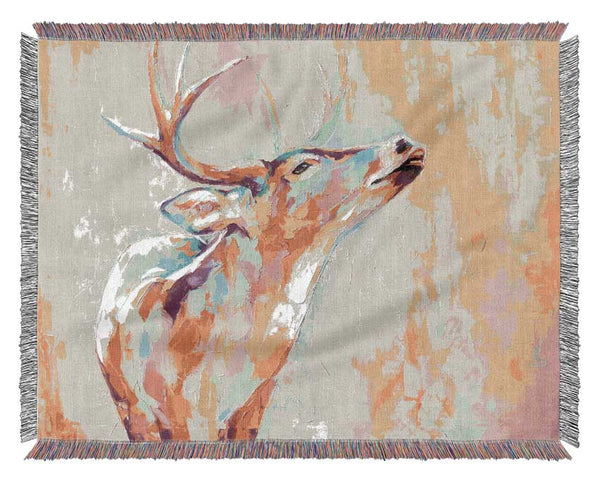 The Stag Looking Ahead Woven Blanket