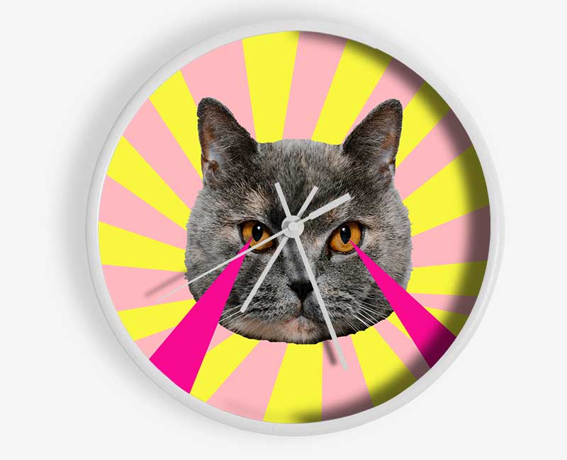 Cat Lazer Eyes Clock - Wallart-Direct UK