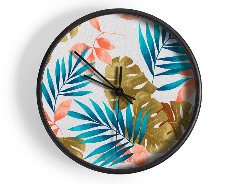 Modern Palm Leaves Clock - Wallart-Direct UK