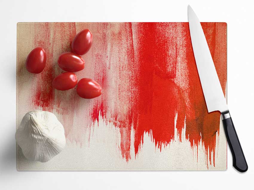 Striking Red Paint Glass Chopping Board