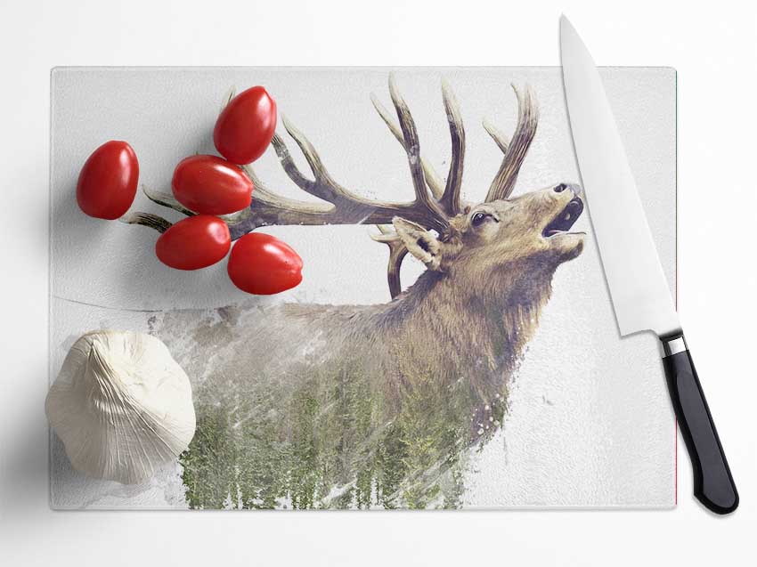 Double Exposure Stag Glass Chopping Board