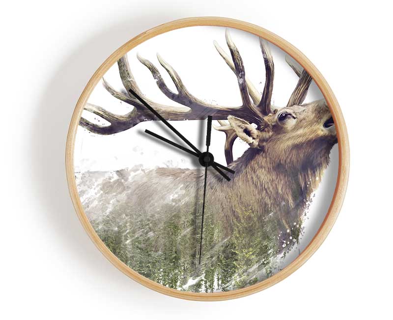 Double Exposure Stag Clock - Wallart-Direct UK