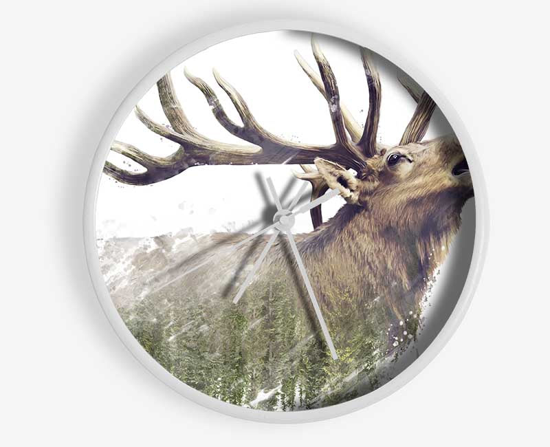 Double Exposure Stag Clock - Wallart-Direct UK