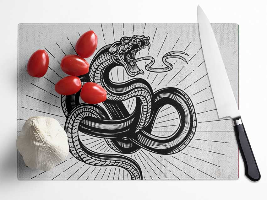 Tattoo Snake Glass Chopping Board