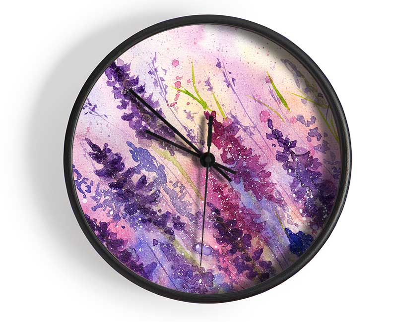 Lavender Colour Splash Clock - Wallart-Direct UK