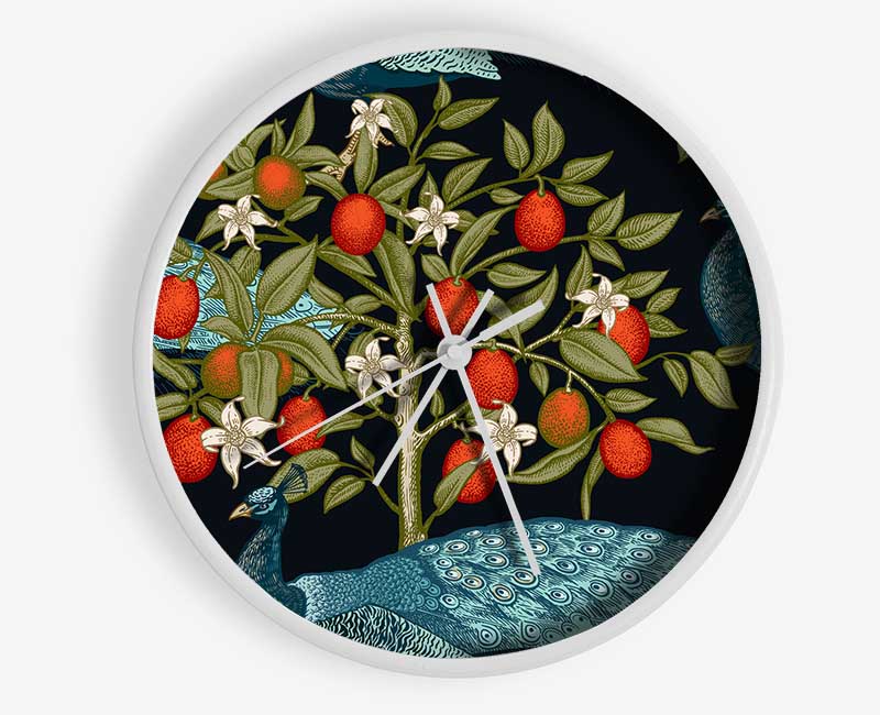 The Peacock And Orange Tree Clock - Wallart-Direct UK