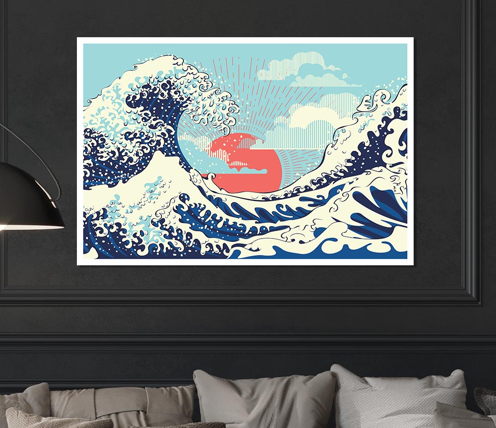 Waves Under The Sun Print Poster Wall Art