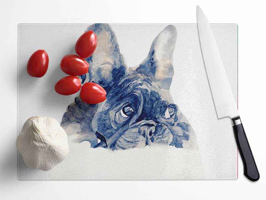 Cute French Bulldog Glass Chopping Board