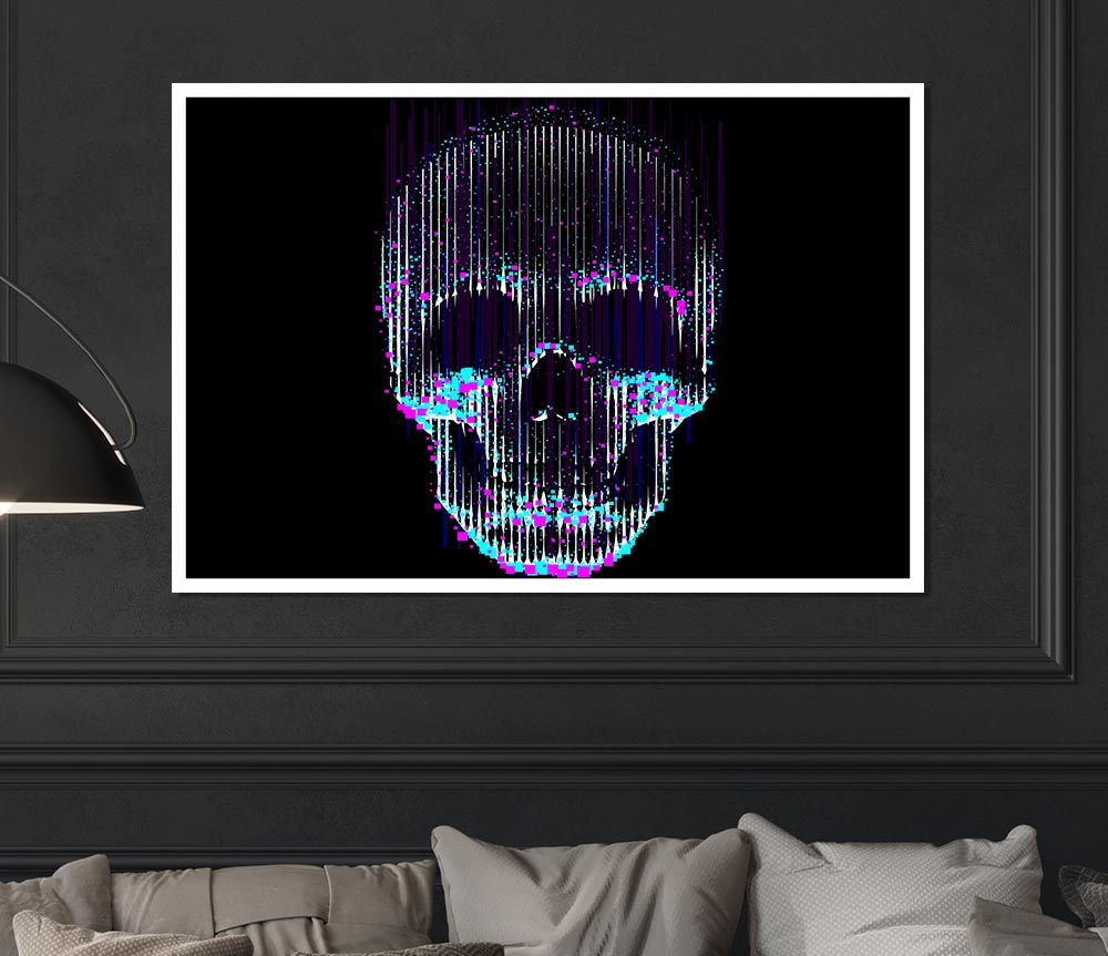 Distorted Skull Print Poster Wall Art