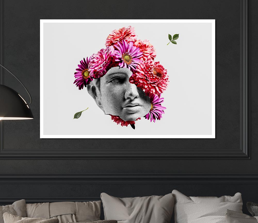 Floral Greek Face Print Poster Wall Art