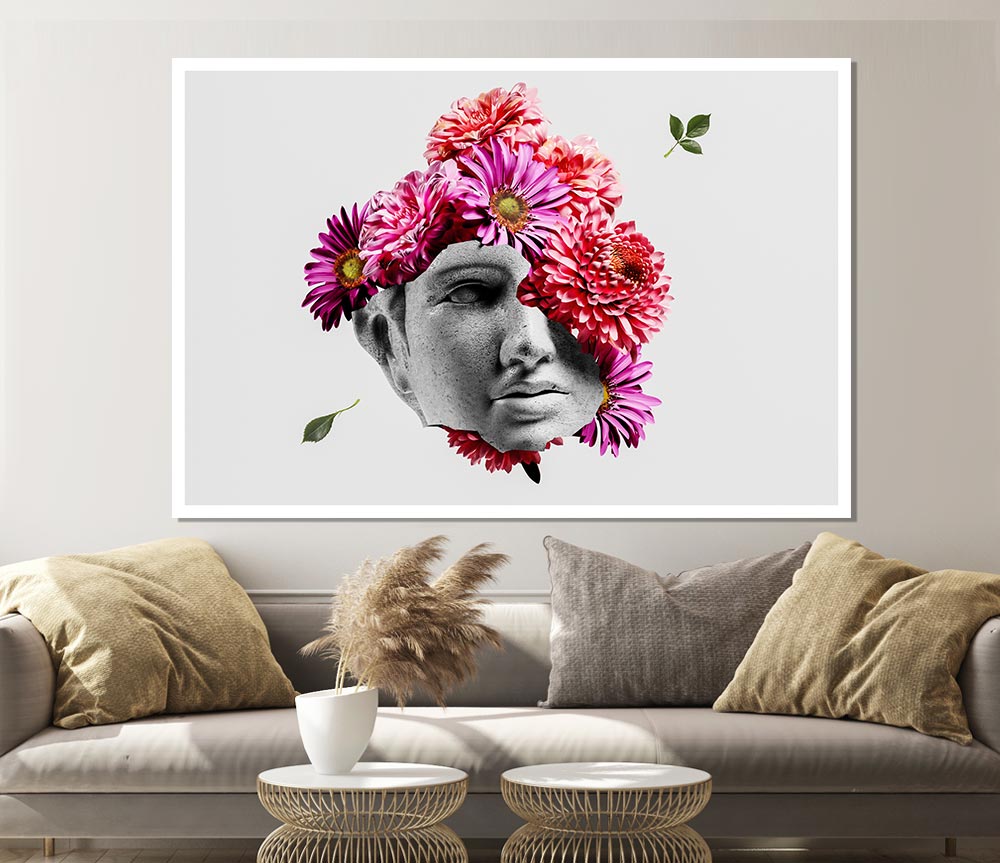 Floral Greek Face Print Poster Wall Art