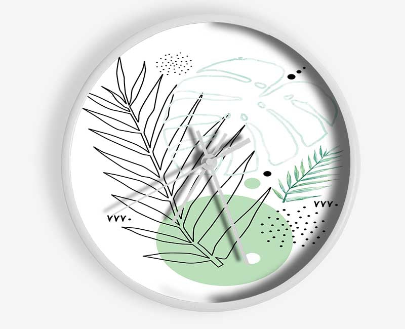 Fern Line Drawing Clock - Wallart-Direct UK