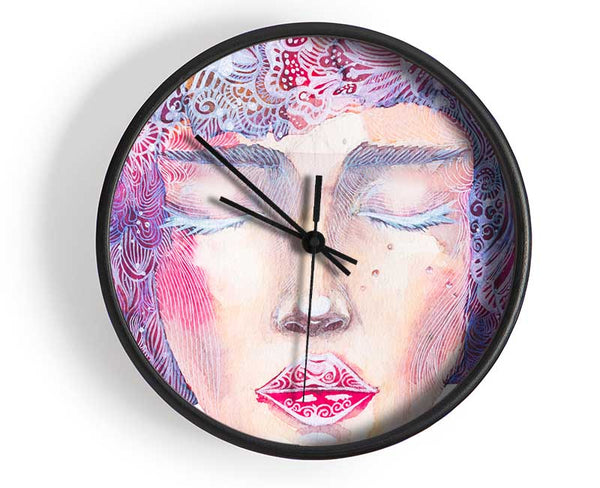 The Pretty Watercolour Face Clock - Wallart-Direct UK