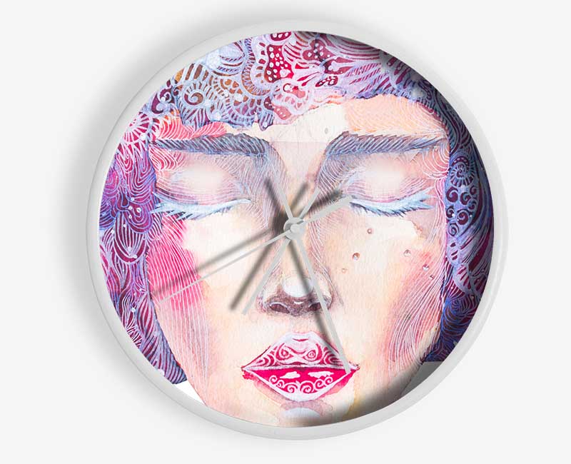 The Pretty Watercolour Face Clock - Wallart-Direct UK