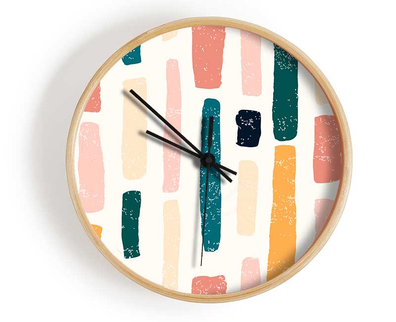 Lines Of Pastel Clock - Wallart-Direct UK